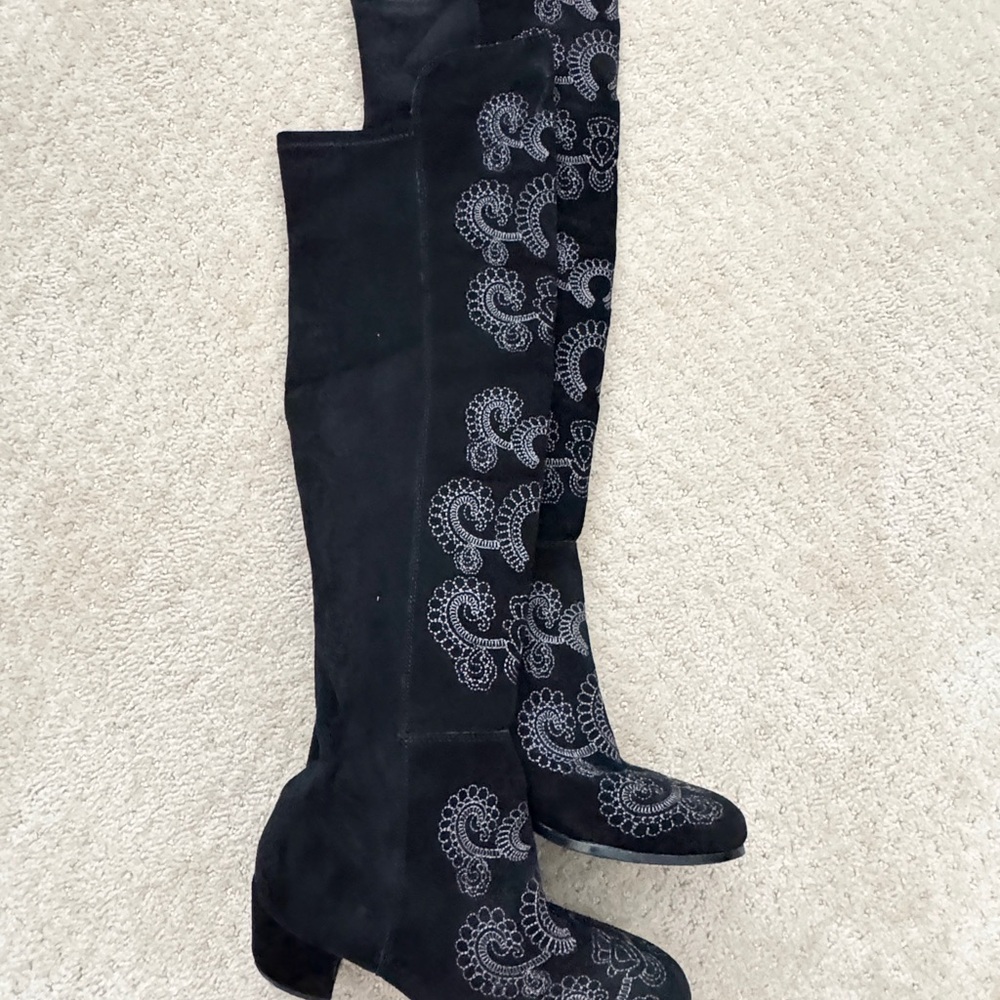 SBICCA CHENOA Black Over The Knee Boots Embroidery Leather Boots (Size 8) - Picture 11 of 12